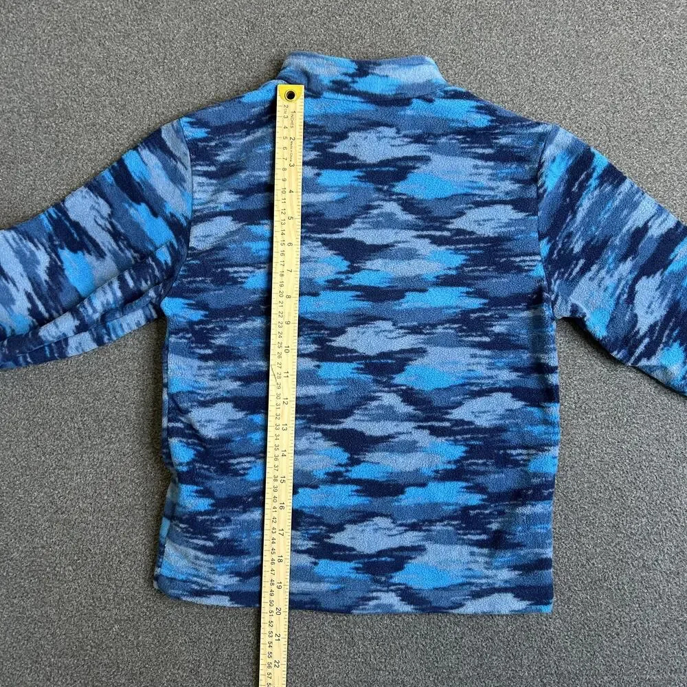 Eddie Bauer Jacket Kids Small 7/8 Blue Camo Fleece Full Zip Fall Soft Warm